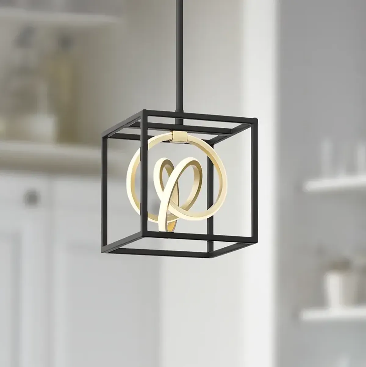 Possini Euro Christy 8" Wide Black Gold 3-Light LED Mini-Pendant