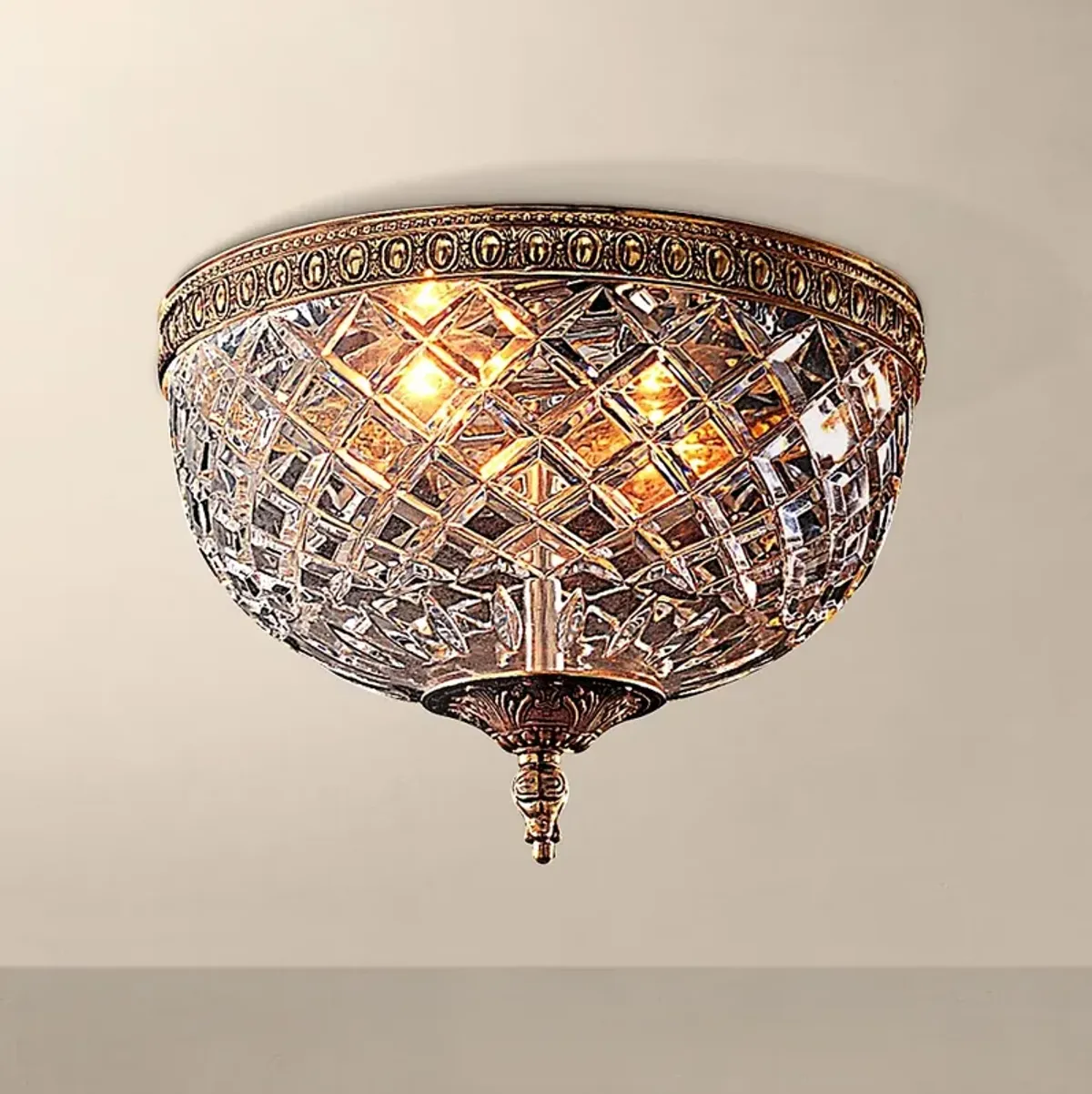 Crystorama Crystal 10" Wide Flushmount Traditional Ceiling Light