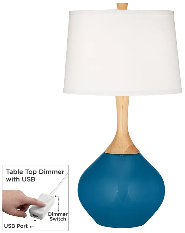 Mykonos Blue Wexler Table Lamp with Dimmer