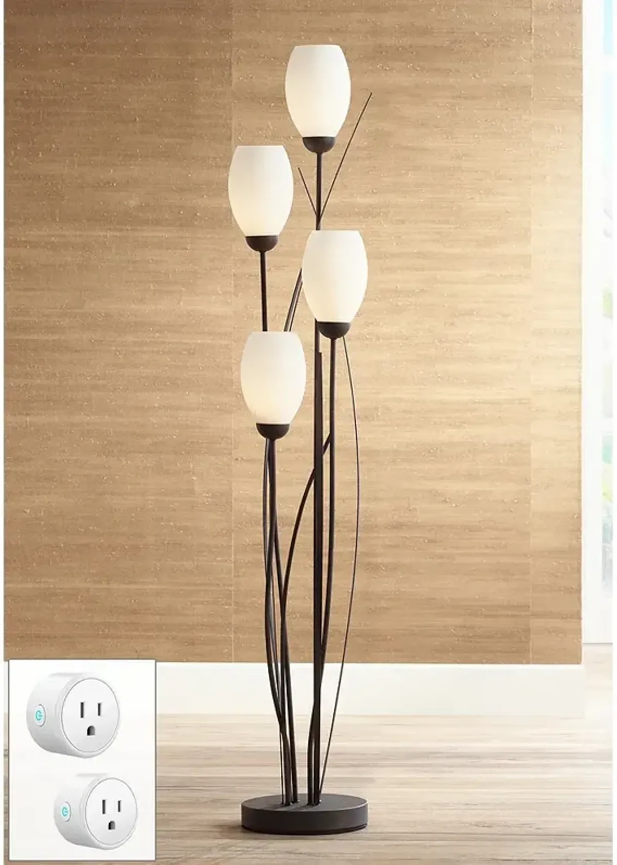 Franklin Iron Jareth 73" Tulip 4-Light Floor Lamp with Smart Socket