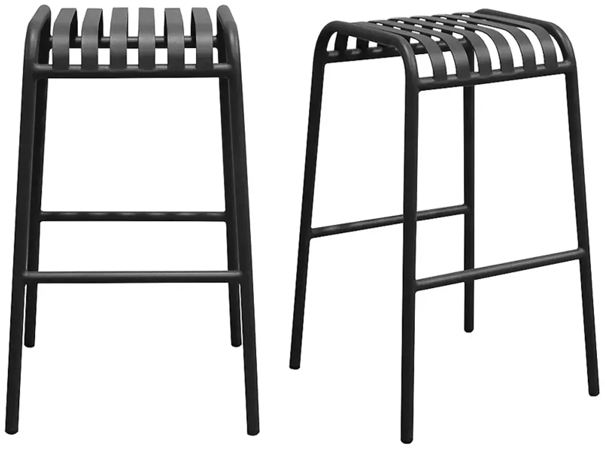 Enid 29 1/2" Black Metal Outdoor Bar Stools Set of 2