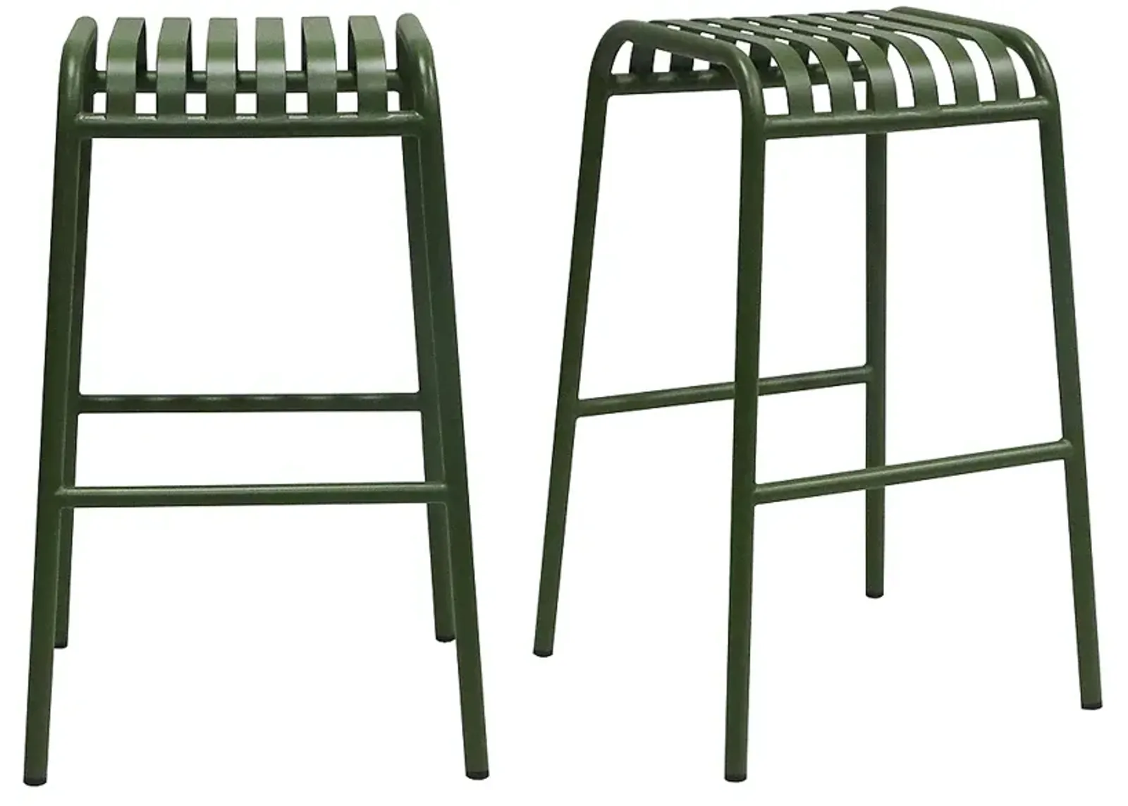 Enid 29 1/2" Dark Green Metal Outdoor Bar Stools Set of 2