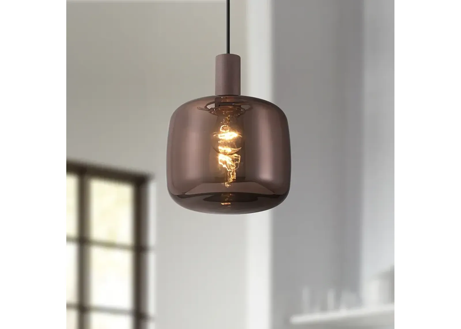 Possini Euro Janna 7 1/2"W Matte Coffee Glass Mini Pendant