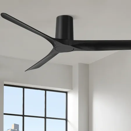 52" Casa Vieja Zebec Black Hugger Ceiling Fan with Remote Control