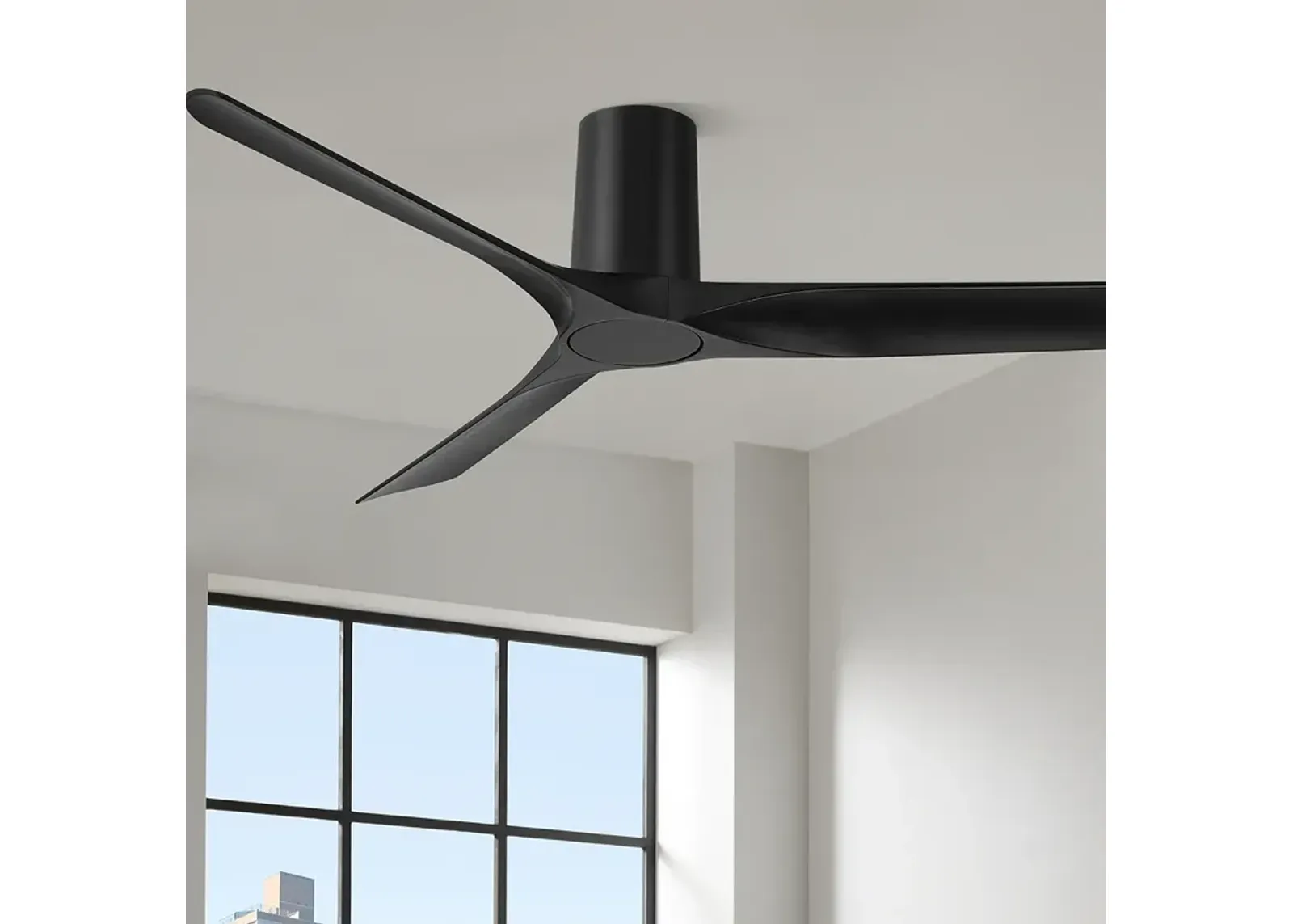 52" Casa Vieja Zebec Black Hugger Ceiling Fan with Remote Control