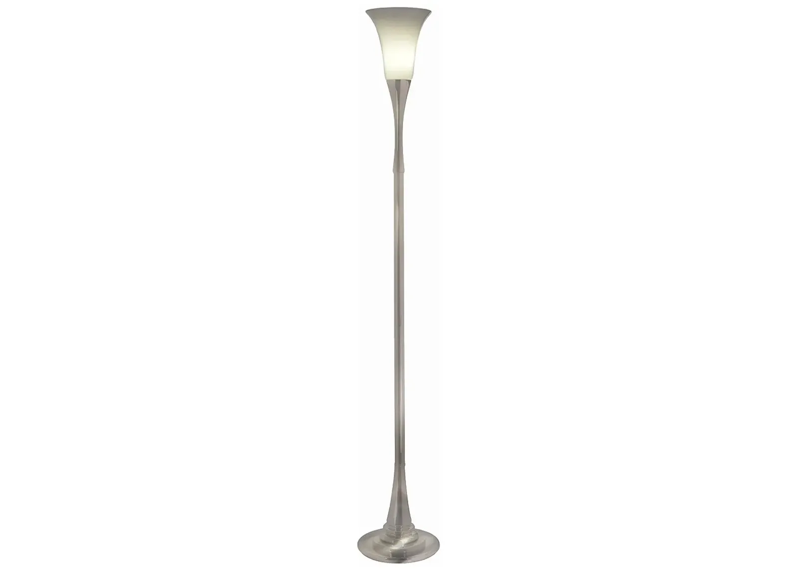 67" H Satin Nickel x 7.5" Dia Opal Acrylic Shade Torchiere