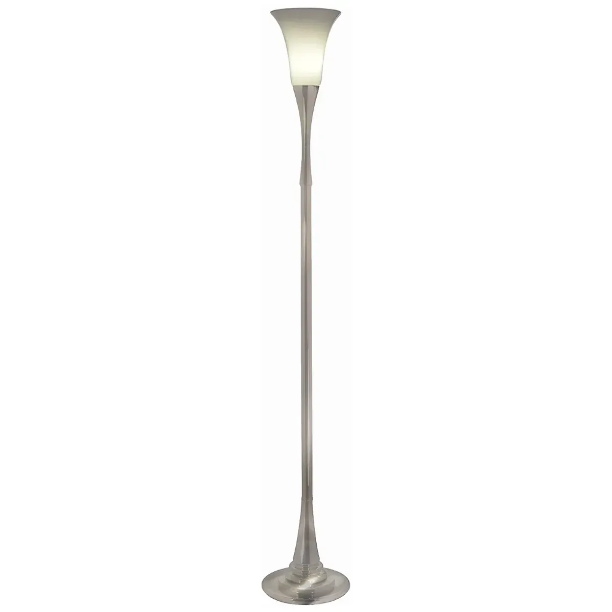 67" H Satin Nickel x 7.5" Dia Opal Acrylic Shade Torchiere