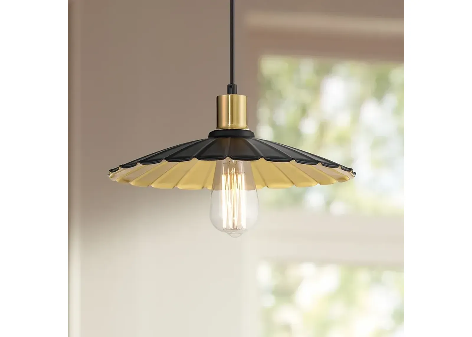 Possini Euro Piaza 12 1/4" Wide Black and Gold Pendant Light