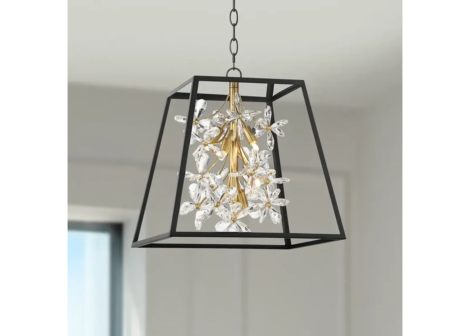 Carrine 15 3/4" Wide Black and Gold 5-Light LED Pendant