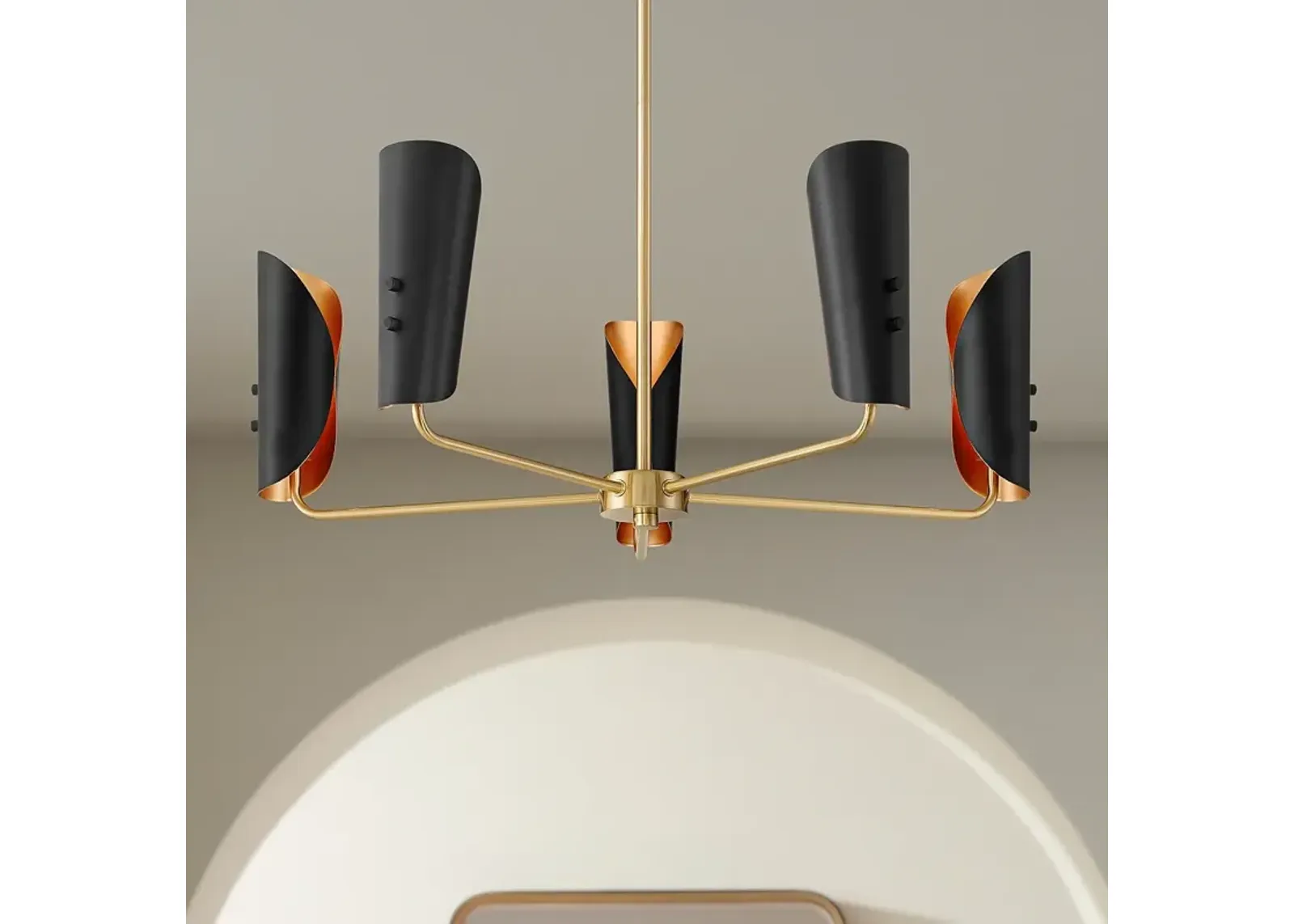 Possini Euro Finn 25" Wide Gold and Black 5-Light Chandelier