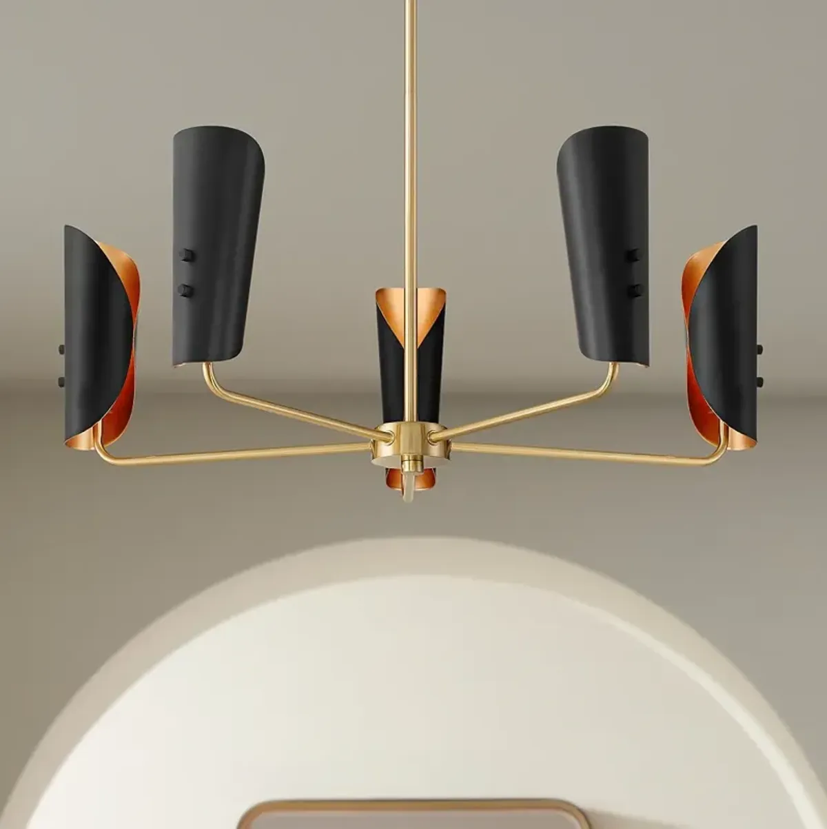Possini Euro Finn 25" Wide Gold and Black 5-Light Modern Chandelier
