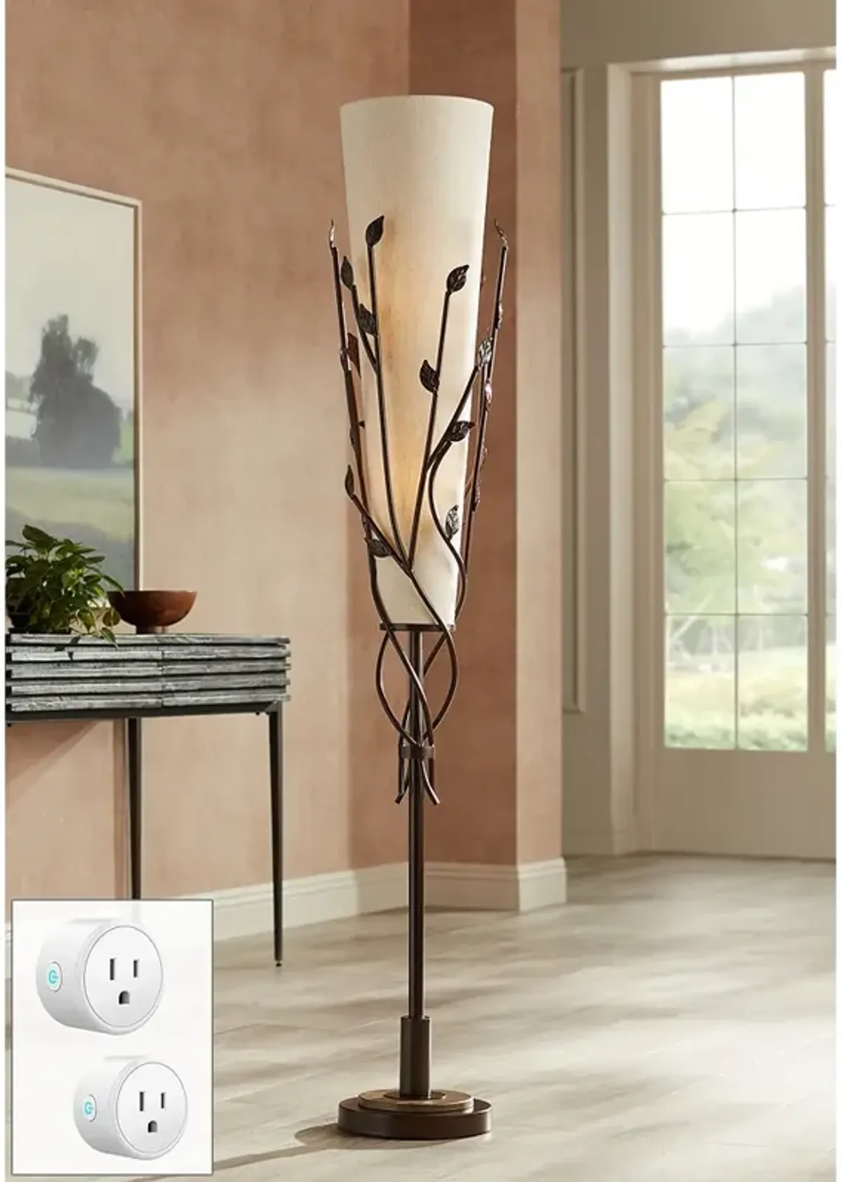 Folia Bronze Organic Vine Uplight Floor Lamp w/ Smart Socket