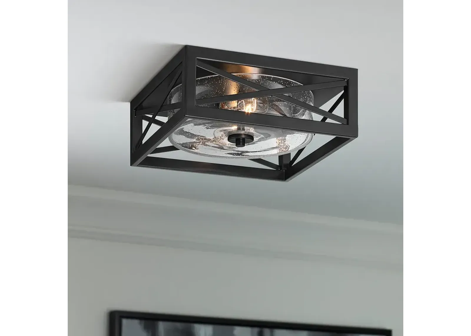 Drake 12" Wide Black 2-Light Ceiling Light