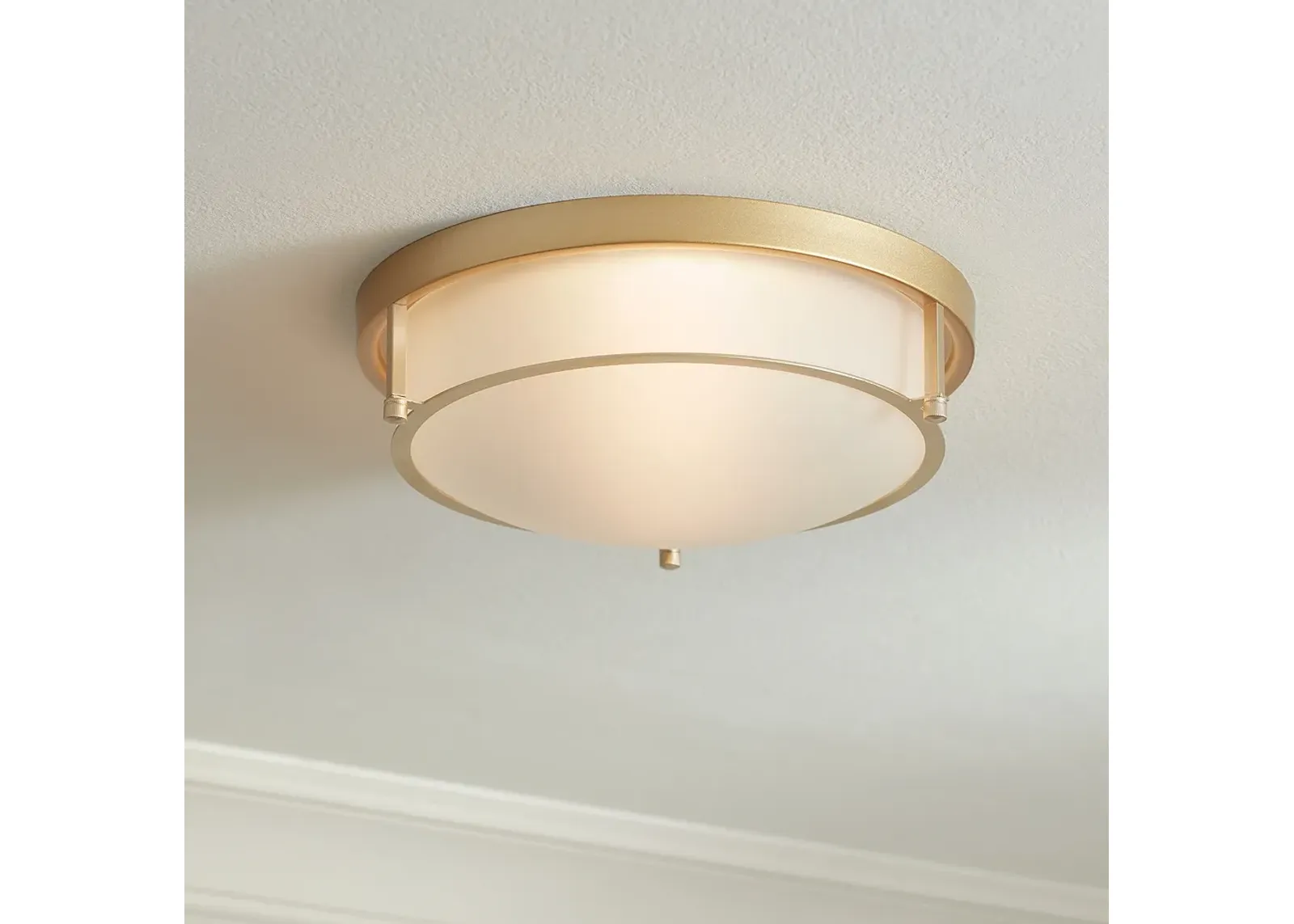 Possini Euro Encina 13" Wide Gold and Frosted Glass Ceiling Light