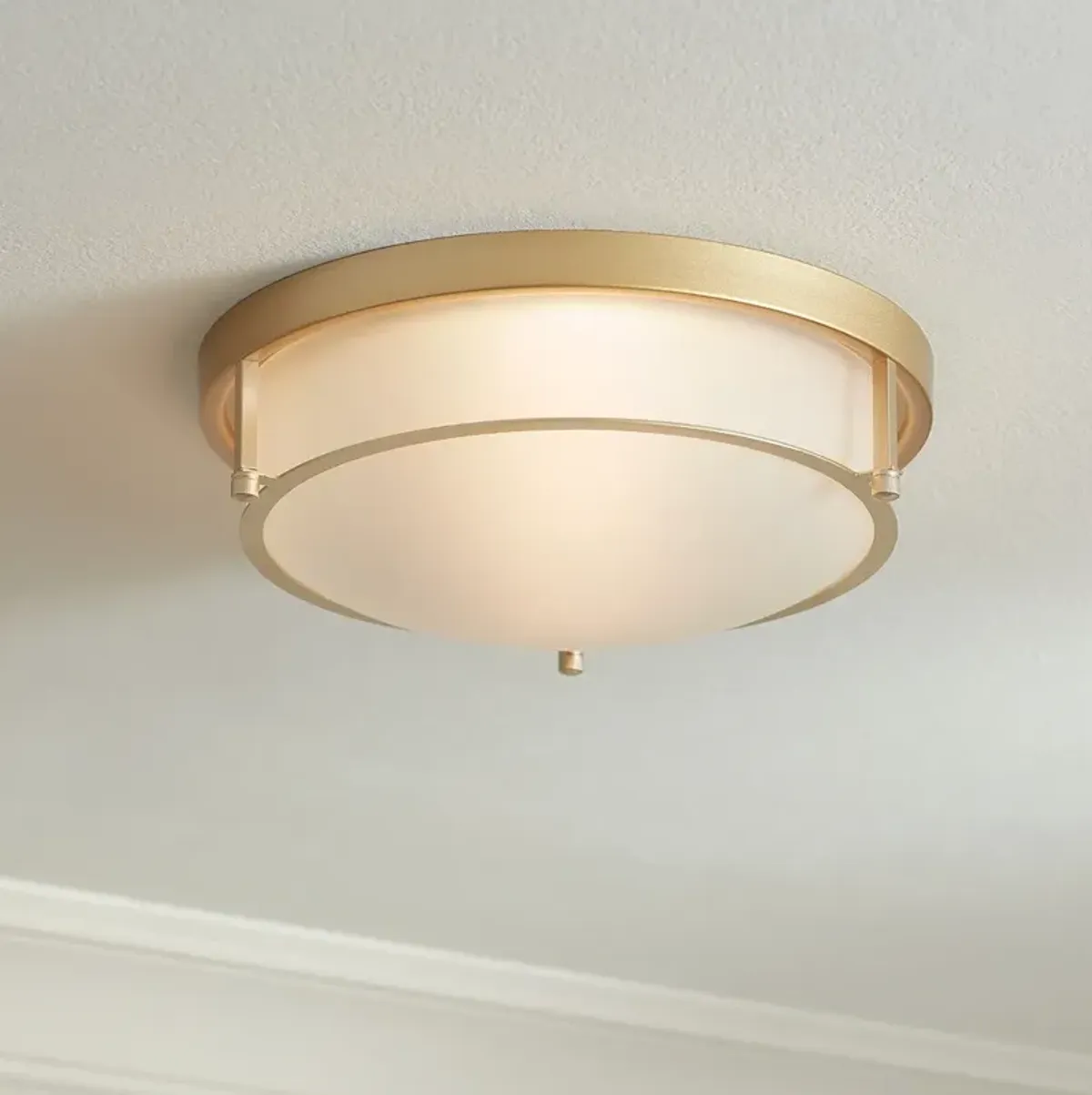 Possini Euro Encina 13" Wide Gold and Frosted Glass Ceiling Light