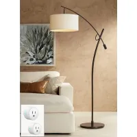 Possini Euro Raymond Adjustable Bronze Arc Floor Lamp with Smart Socket