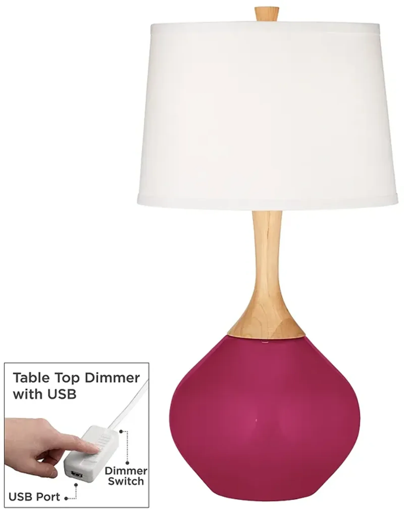 Color Plus Wexler 31" High Vivacious Pink Table Lamp with USB Dimmer