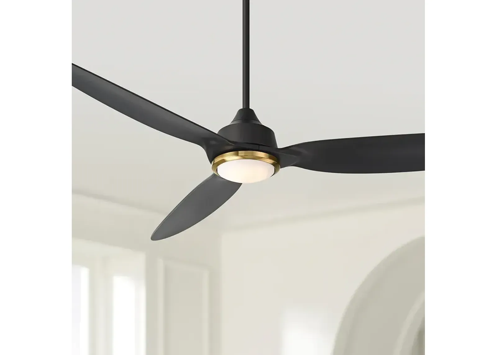 60" Revere Matte Black Customize LED Damp Remote Ceiling Fan