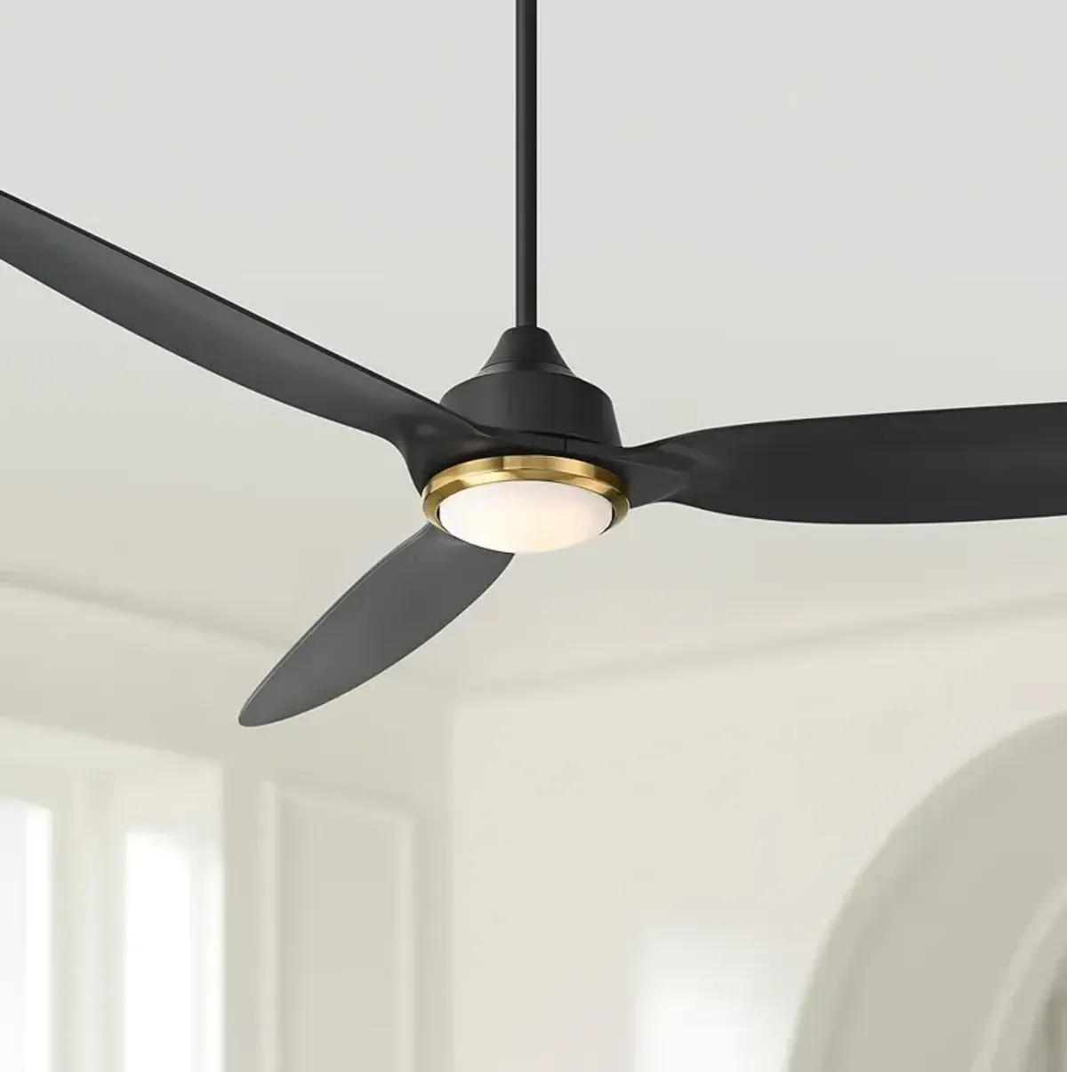 60" Revere Matte Black Customize LED Damp Remote Ceiling Fan