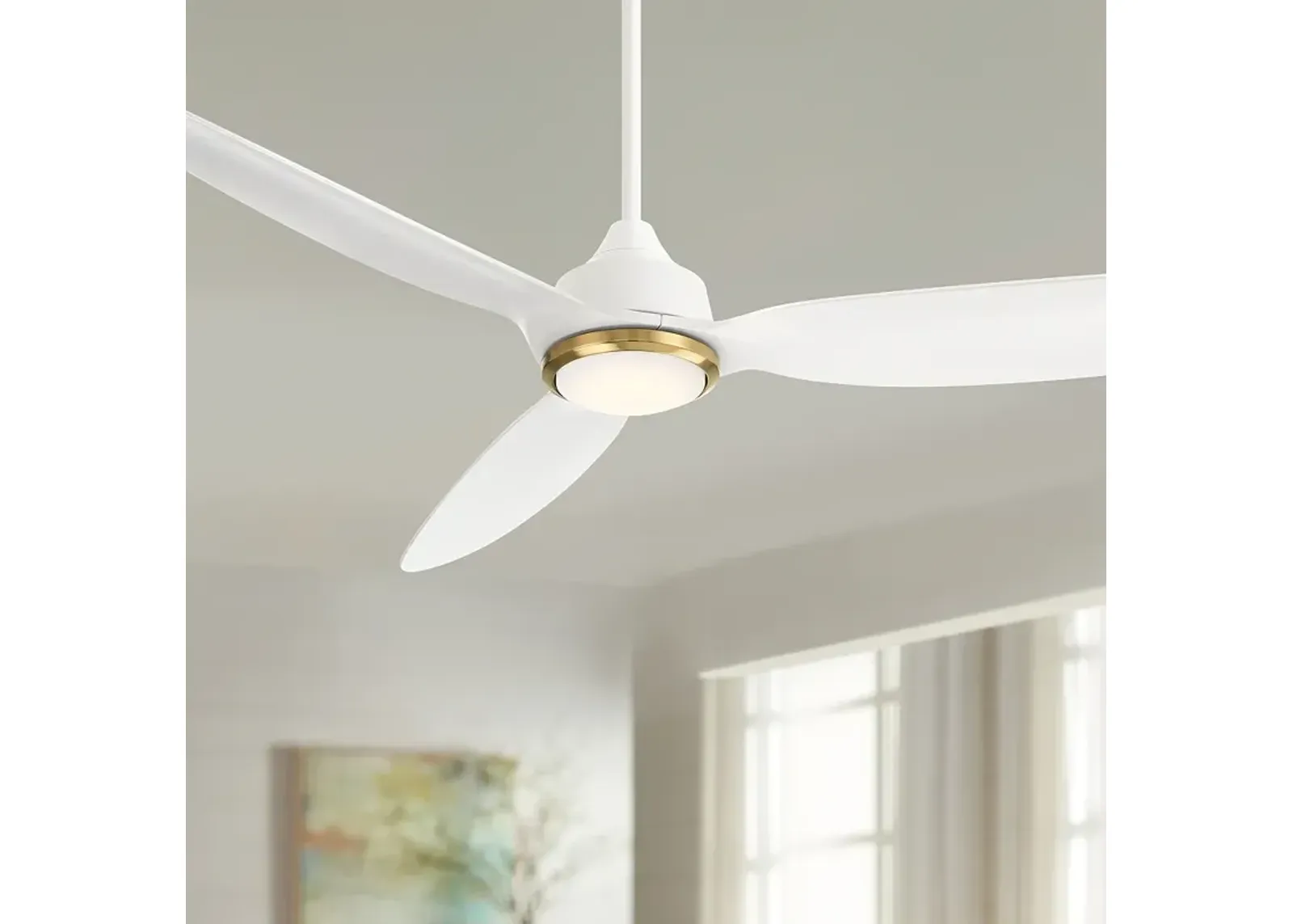 60" Revere Matte White Customize LED Damp Remote Ceiling Fan