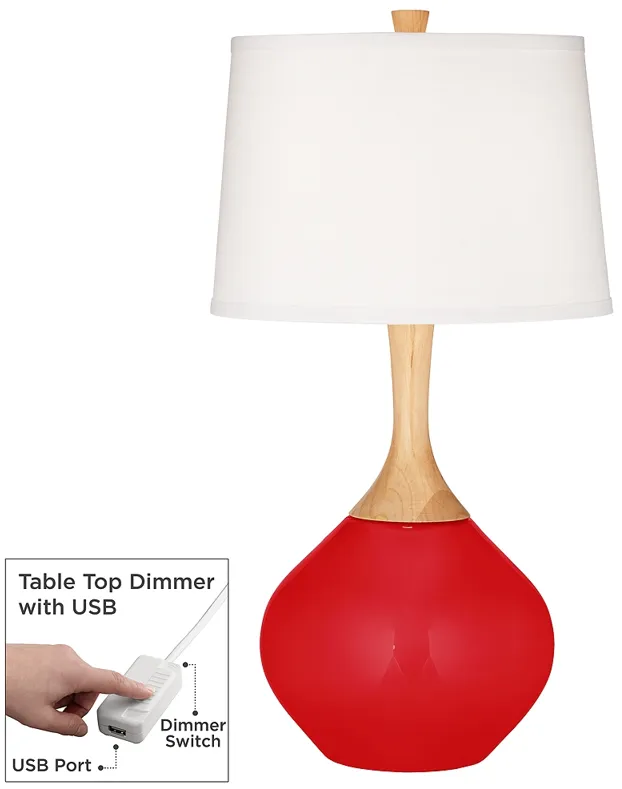 Bright Red Wexler Table Lamp with Dimmer