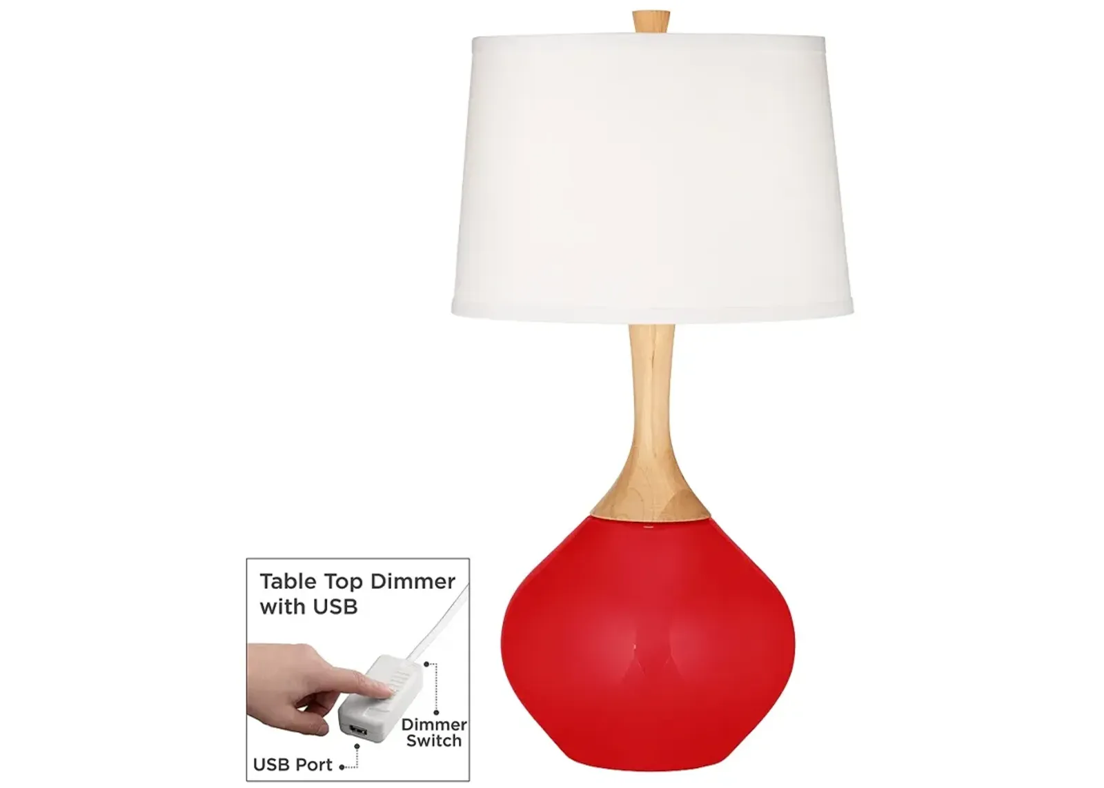 Bright Red Wexler Table Lamp with Dimmer