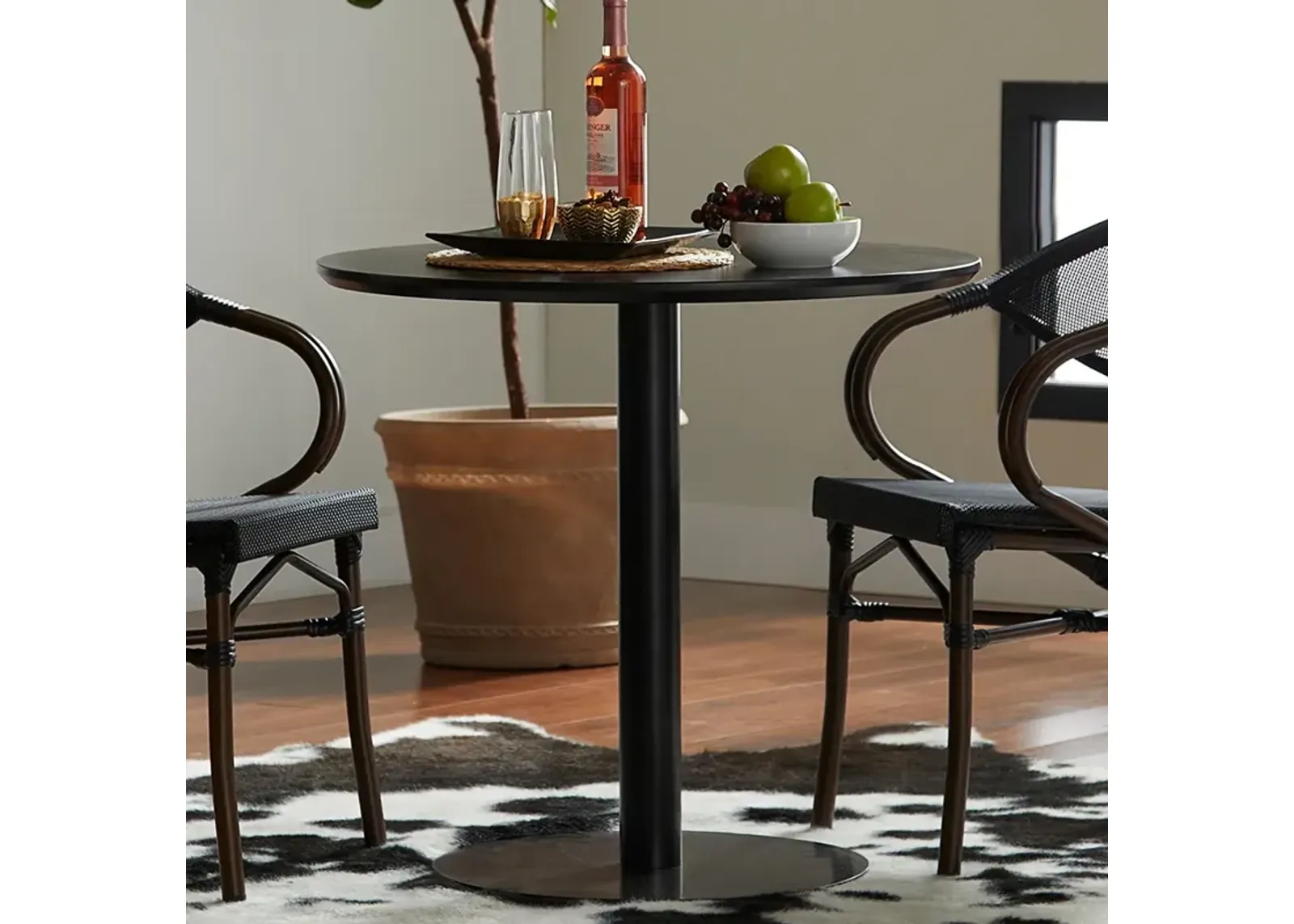 Paras 31 1/2" Wide Black Round Bistro Table