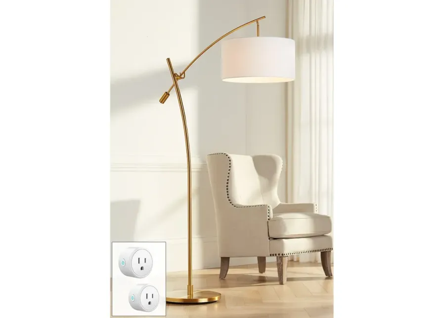 Possini Euro Raymond Gold Adjustable Arc Floor Lamp with Smart Socket