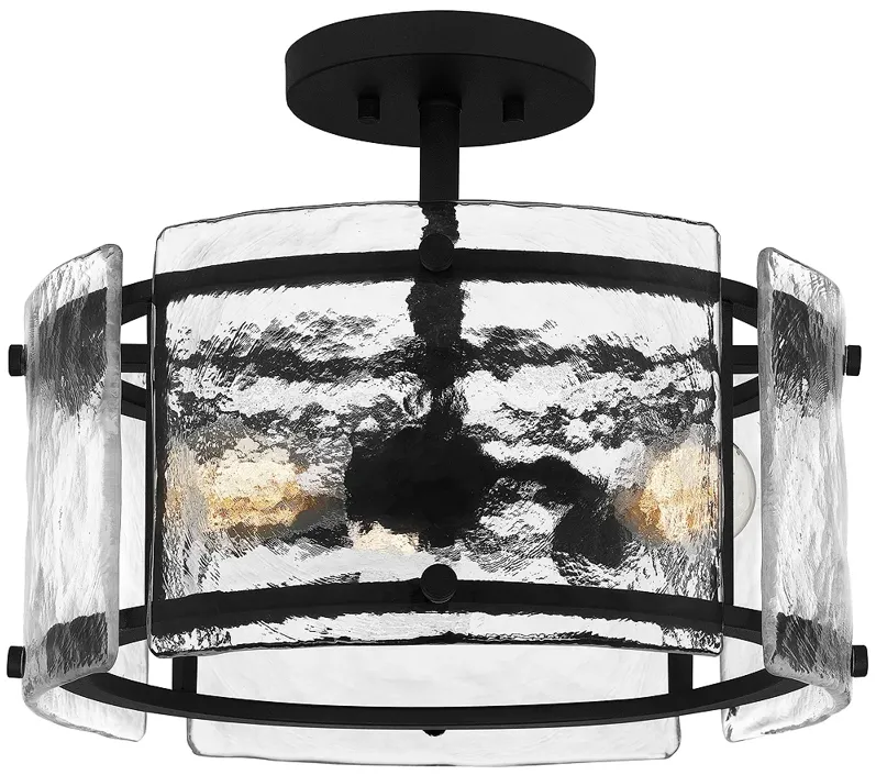 Quoizel Fortress 16" Wide 3-Light Earth Black Semi-Flush Ceiling Light