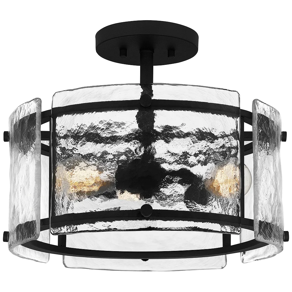 Quoizel Fortress 16" Wide 3-Light Earth Black Semi-Flush Ceiling Light