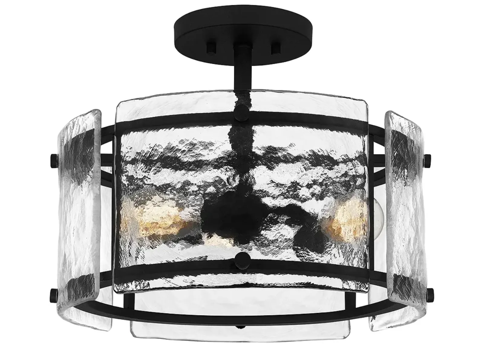 Quoizel Fortress 16" Wide 3-Light Earth Black Semi-Flush Ceiling Light