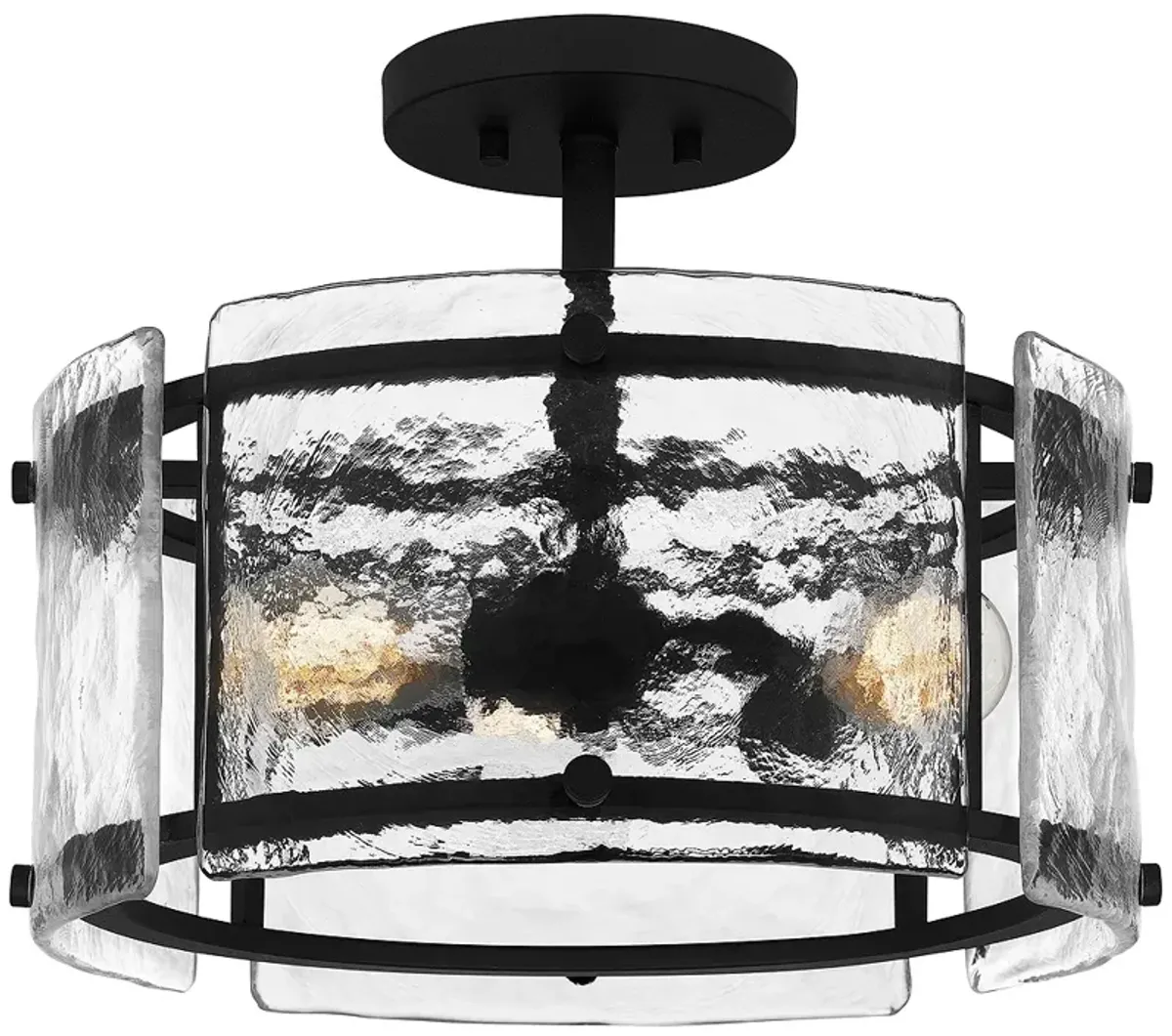 Quoizel Fortress 16" Wide 3-Light Earth Black Semi-Flush Ceiling Light