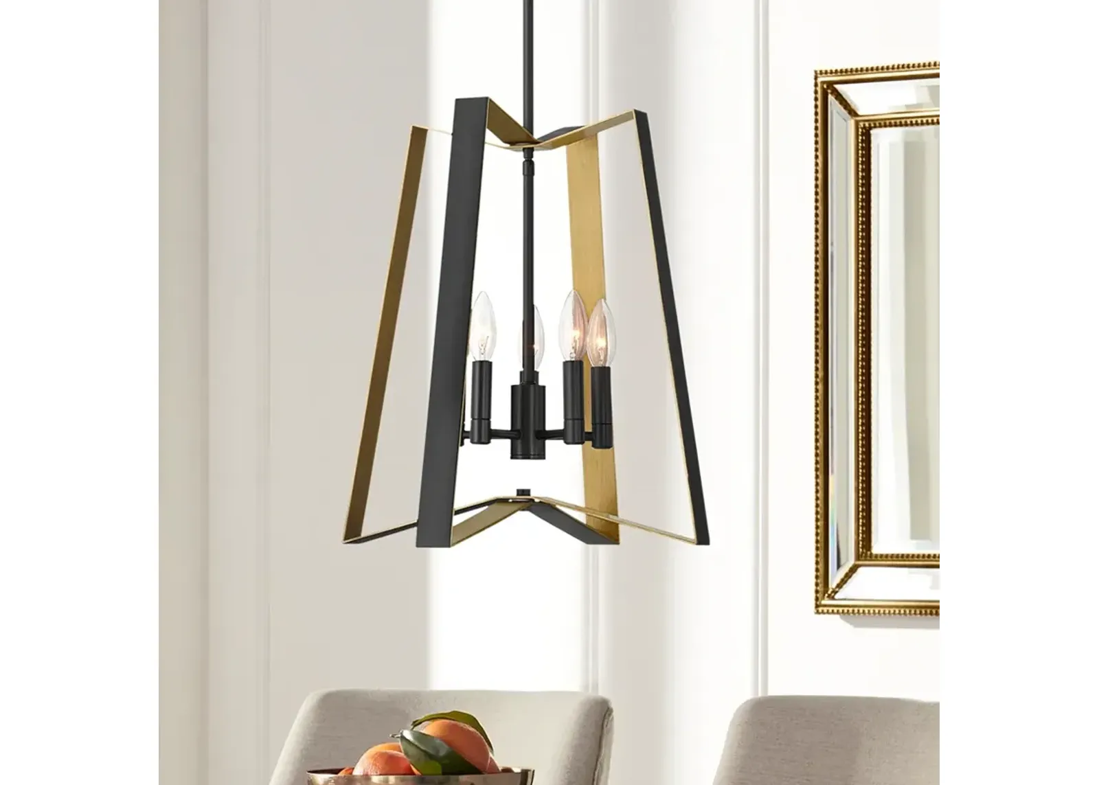 Possini Euro Clara 16" Wide Black and Gold 4-Light Pendant