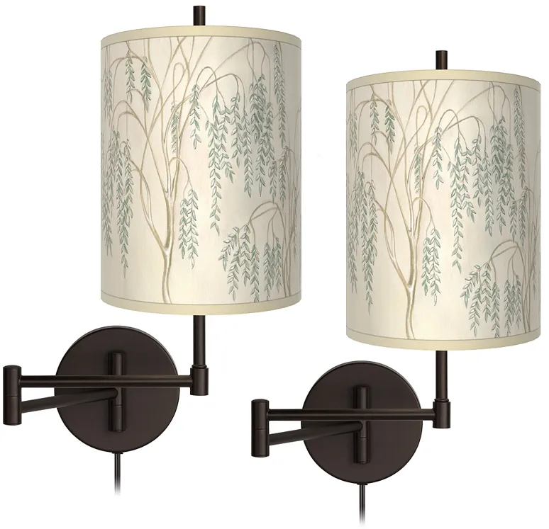 Weeping Willow Tessa Bronze Swing Arm Wall Lamps Set of 2
