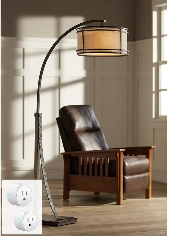 Gentry Oil-Rubbed Bronze Arc Floor Lamp with Smart Socket