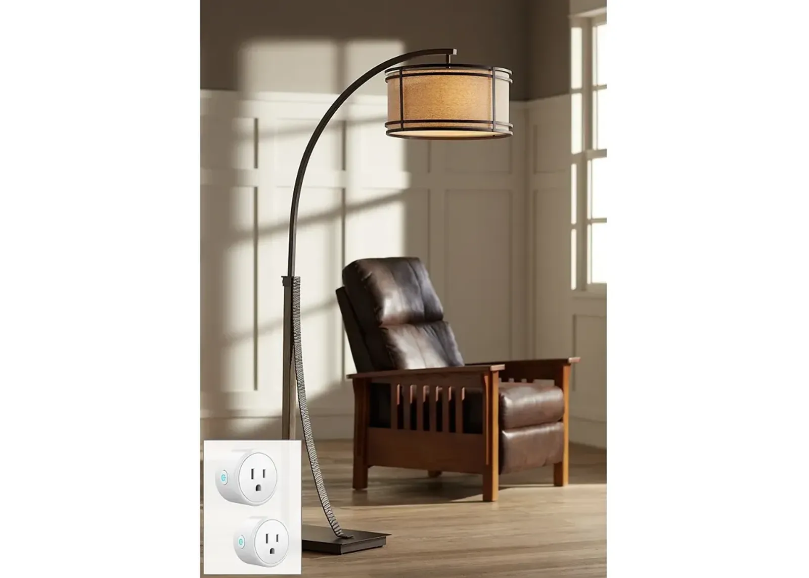 Gentry Oil-Rubbed Bronze Arc Floor Lamp with Smart Socket