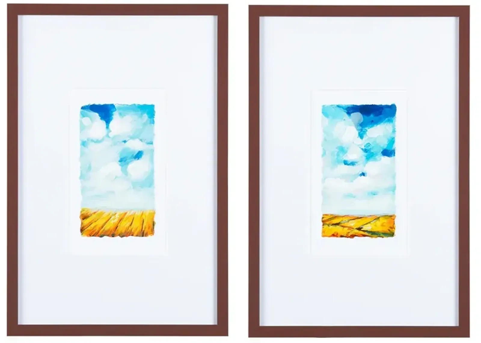 Shining Days Framed Wall Painting - Set of 2 - Brown Frame