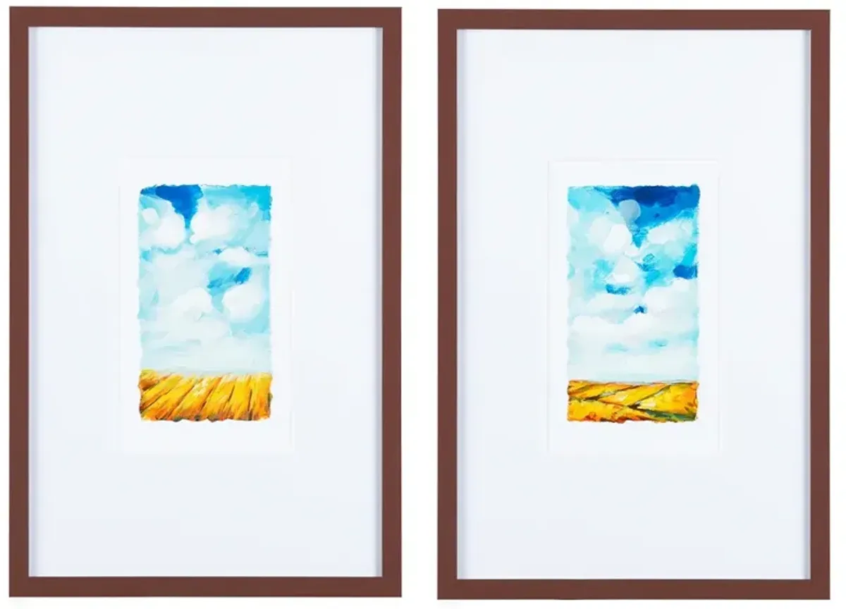 Shining Days Framed Wall Painting - Set of 2 - Brown Frame