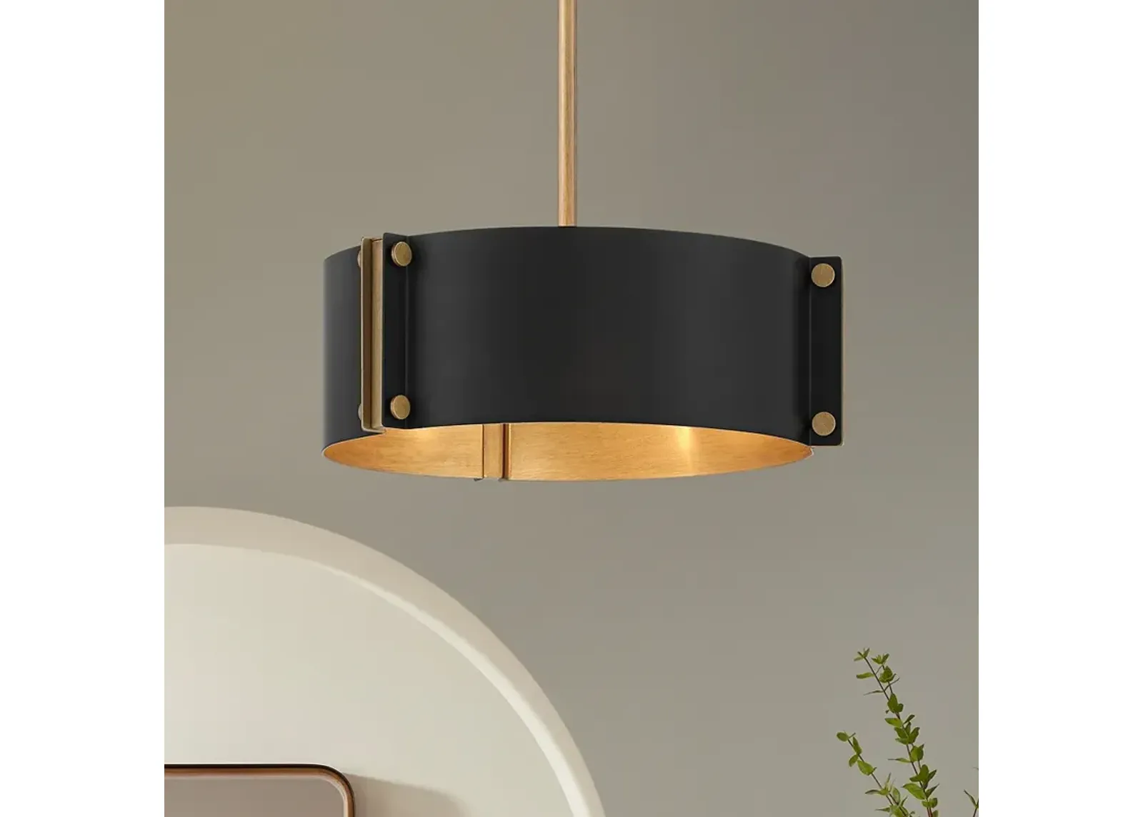 Possini Euro Arabela 14" Wide Black and Gold 3-Light Pendant