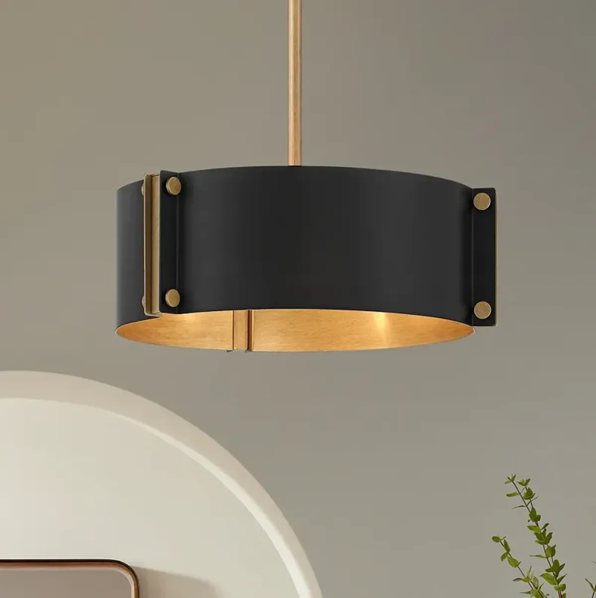 Possini Euro Arabela 14" Wide Black and Gold 3-Light Pendant