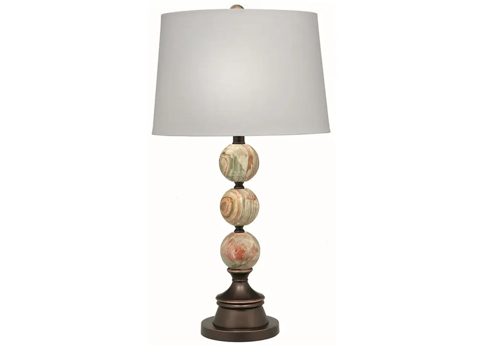 29" H Oxidized Bronze &#38; Medium Green Onyx Ball Table Lamp