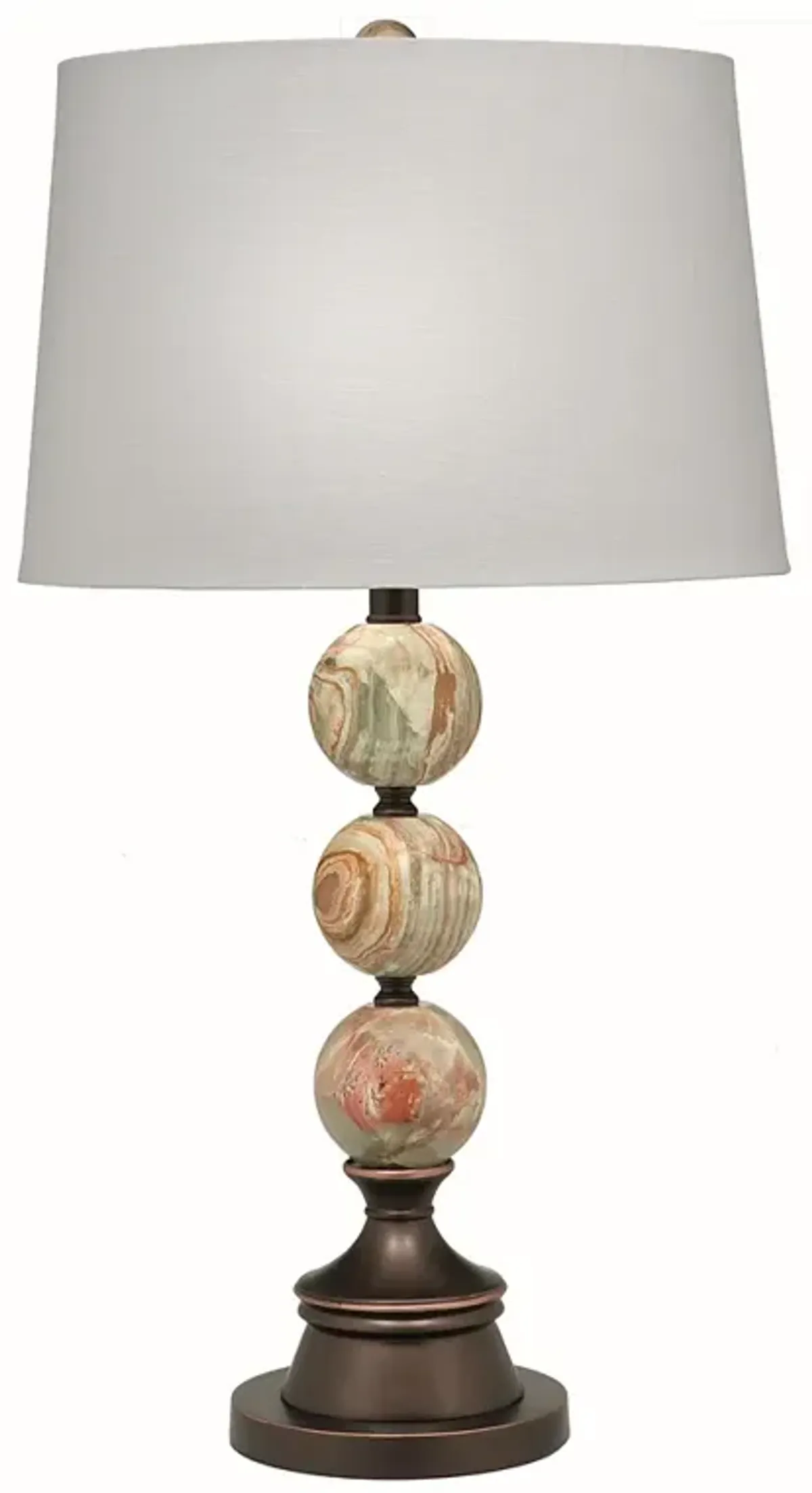 29" H Oxidized Bronze &#38; Medium Green Onyx Ball Table Lamp