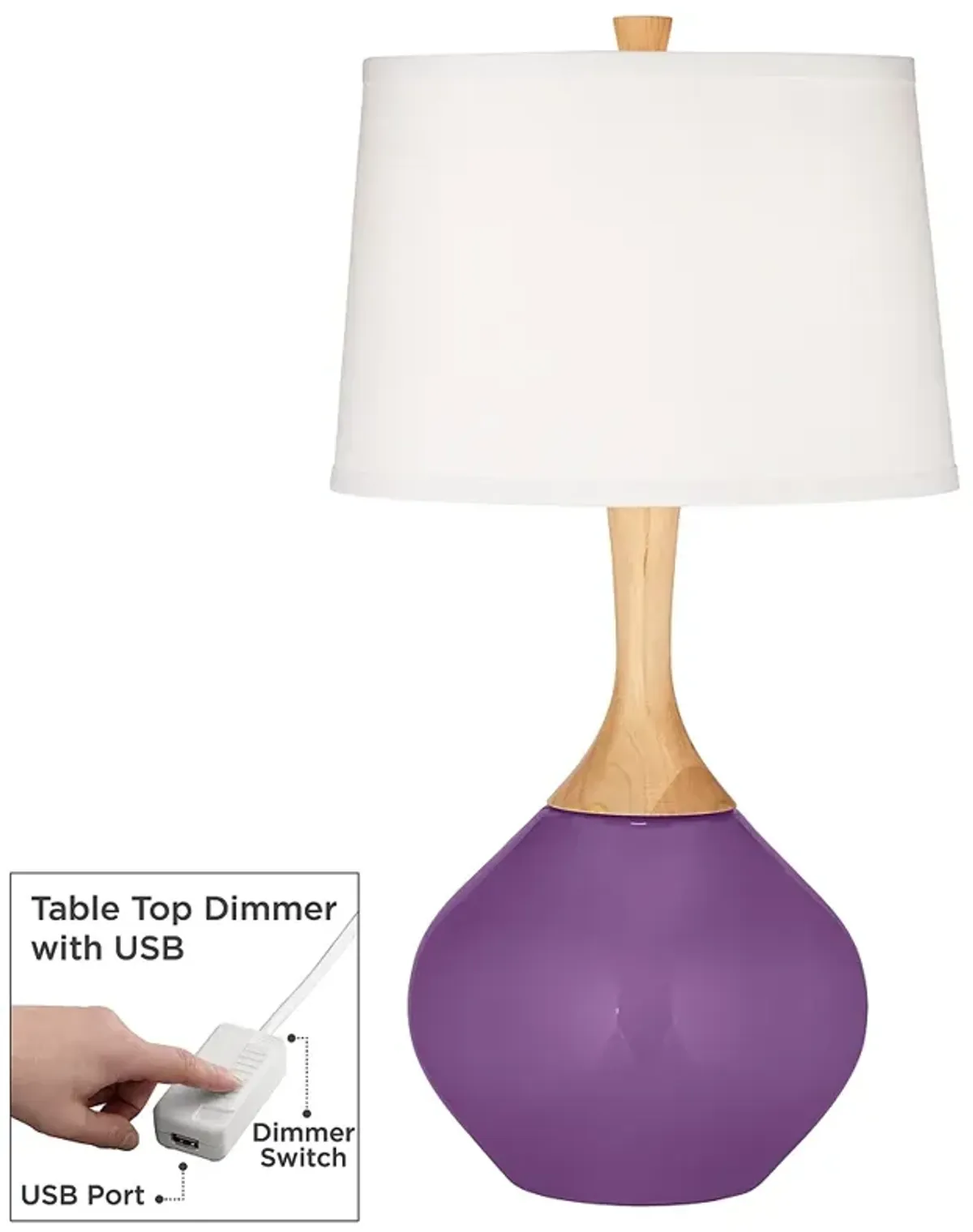 Passionate Purple Wexler Table Lamp with Dimmer