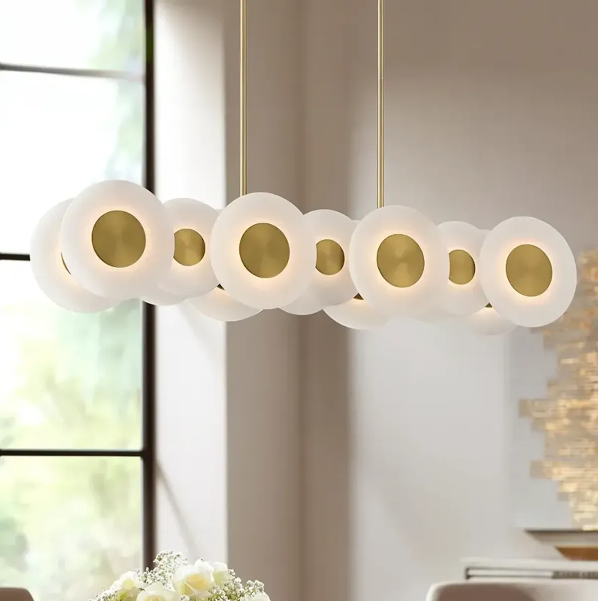 Possini Euro Sync 37" Wide Soft Gold 14-Light LED Island Pendant