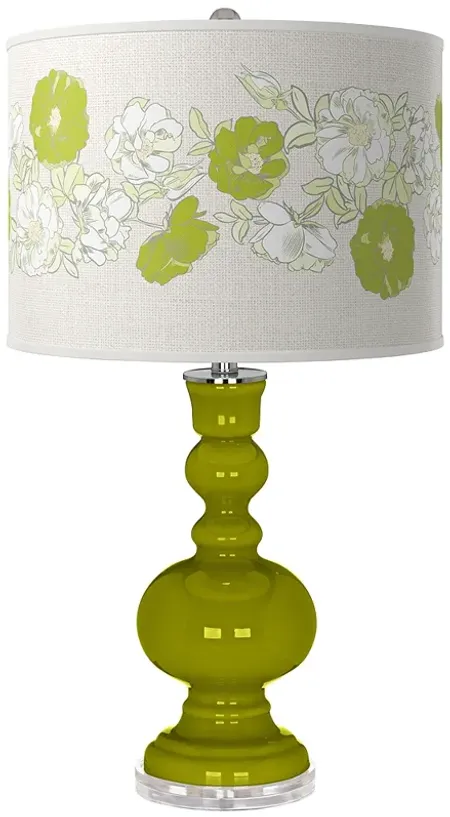 Olive Green Rose Bouquet Apothecary Table Lamp
