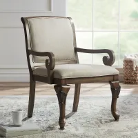Kensington Hill Diana Beige Upholstered Wood Arm Traditional Accent Chair