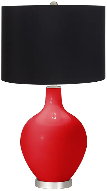 Bright Red Black Shade Ovo Table Lamp