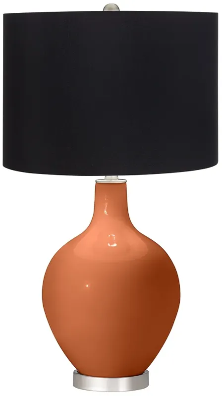 Color Plus Ovo 28 1/2" Black Drum Shade Robust Orange Table Lamp