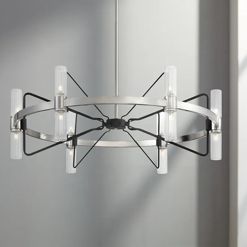 Metropolitan Mass Transit 30" Nickel 12-Light Modern Ring Chandelier