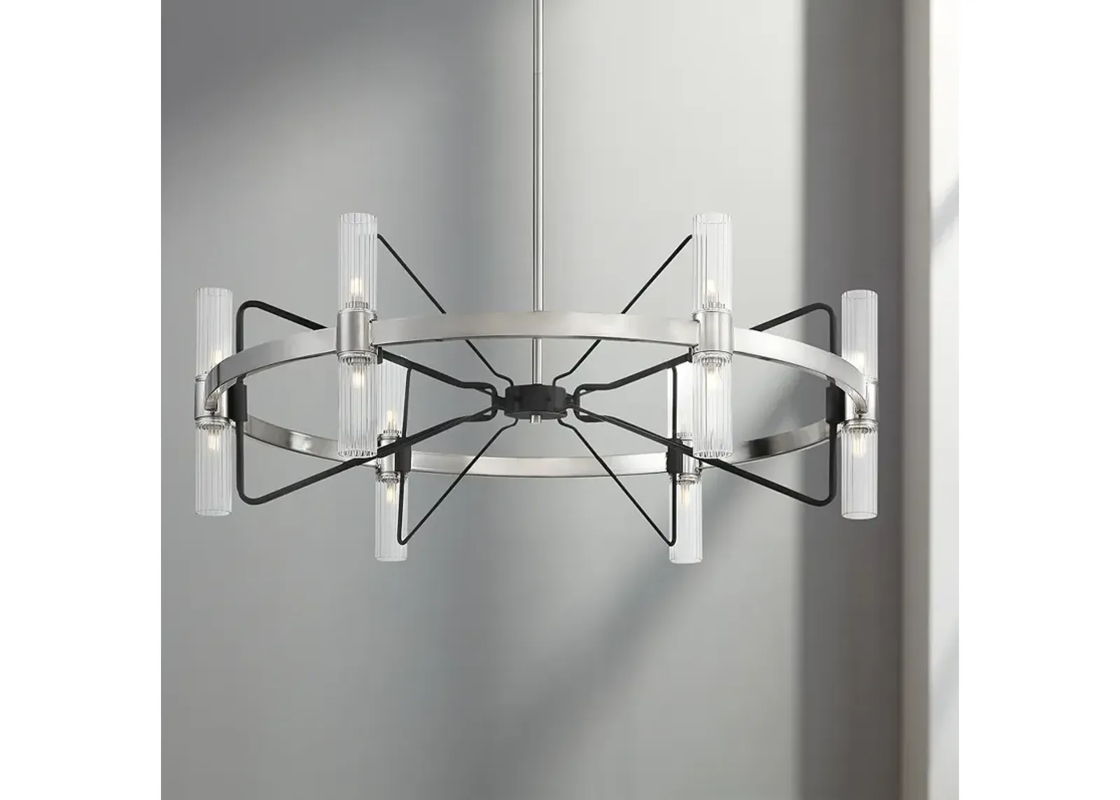 Metropolitan Mass Transit 30" Nickel 12-Light Modern Ring Chandelier